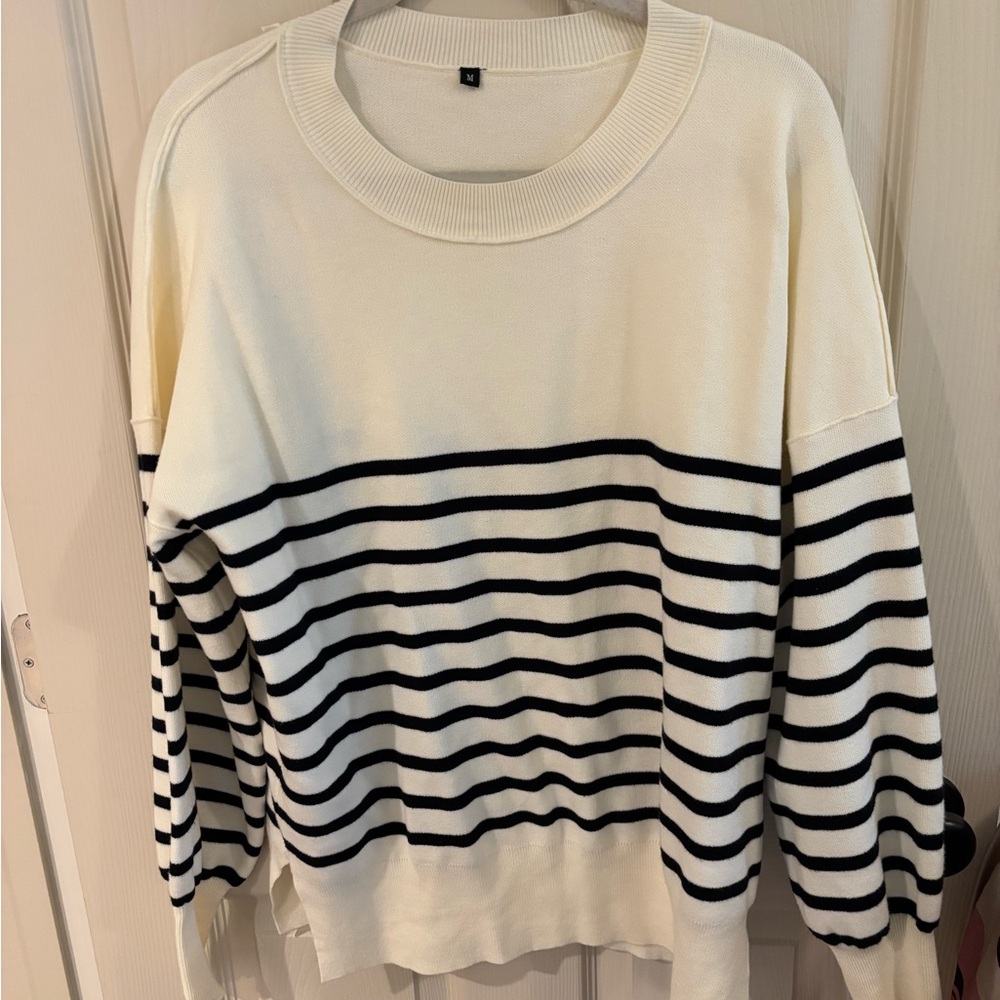 Striped Black and Cream Women's Sweater